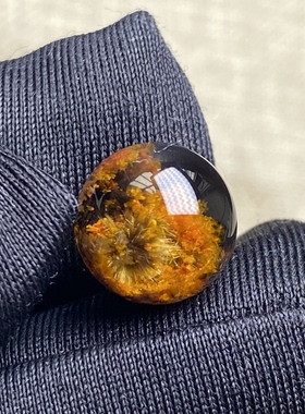 天然水晶发晶花幽灵共生吊坠圆珠DIY发晶单珠饰品可做戒指10mm