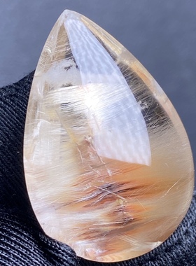 天然水晶发晶吊坠 蝴蝶发白兔毛挂坠男女款项坠 一物一图