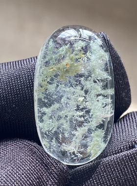 天然水晶绿发晶花吊坠裸石蛋面DIY发晶水晶饰品项链配饰一物一图