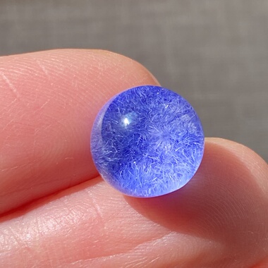 天然水晶蓝发晶吊坠圆珠DIY蓝线石单珠饰品项链9.5mm一物一图