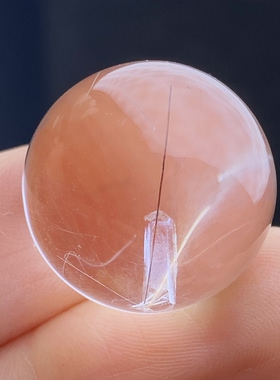 天然水晶包裹体晶中晶兔毛共生吊坠圆珠DIY柱状晶中晶单珠18mm