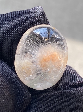 天然水晶兔毛花吊坠裸石DIY兔毛饰品蛋面可做戒指一物一图