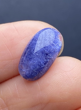 天然水晶蓝发晶吊坠DIY蓝线石蛋面饰品可做戒指一物一图
