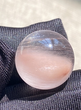 天然水晶顺发粉兔毛吊坠圆珠DIY兔毛单珠饰品项链14.5mm一物一图