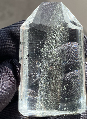 天然水晶绿幽灵黑云母共生裸石吊坠项坠挂坠毛衣链饰品一物一图