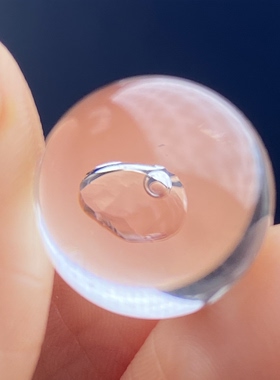 天然白水晶包裹体水胆吊坠圆珠DIY水胆单珠饰品项链14mm一物一图