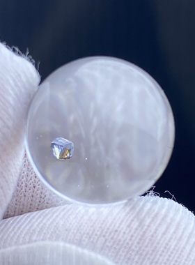 天然水晶包裹体蓝矿吊坠圆珠DIY锐钛矿单珠饰品项链13mm一物一图