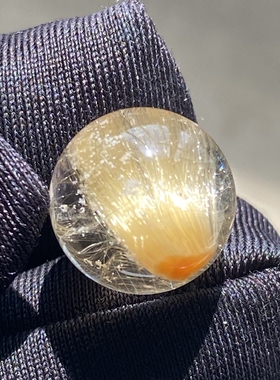 天然水晶发晶顺发幽灵共生吊坠圆珠DIY水晶饰品项链12mm一物一图