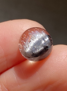 天然水晶黑银钛吊坠圆珠DIY银钛单珠饰品配珠可做戒指9.5mm