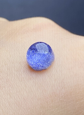天然水晶蓝发晶吊坠裸石蛋面DIY蓝线石饰品可做戒指一物一图
