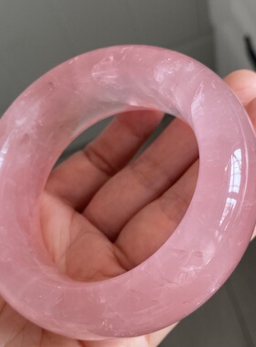 天然粉水晶宽面手镯女款 内径59mm 一物一图