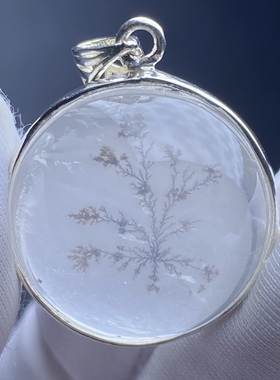 天然水晶软锰矿水晶小树吊坠925银镶嵌项坠饰品 一物一图