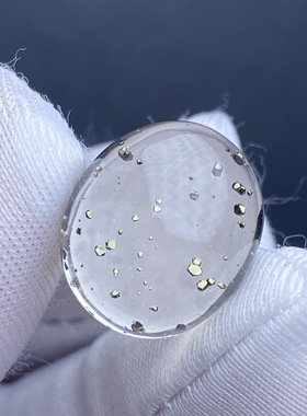 天然水晶包裹体满天星黄铜矿吊坠裸石蛋面DIY铜矿饰品项链挂坠