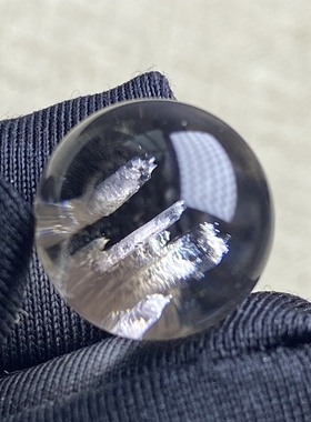 天然水晶包裹体矿石吊坠圆珠DIY水晶单珠饰品项链13mm一物一图