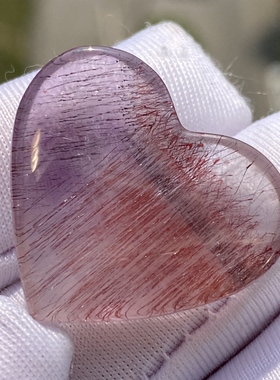 天然水晶超七紫晶发吊坠裸石男女款紫红发饰品项链一物一图