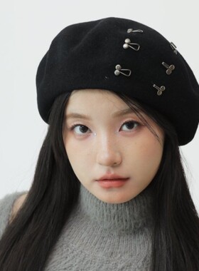 100%澳洲羊毛帽子女日本ca4la 秋冬时尚甜美英伦贝雷帽保暖画家帽