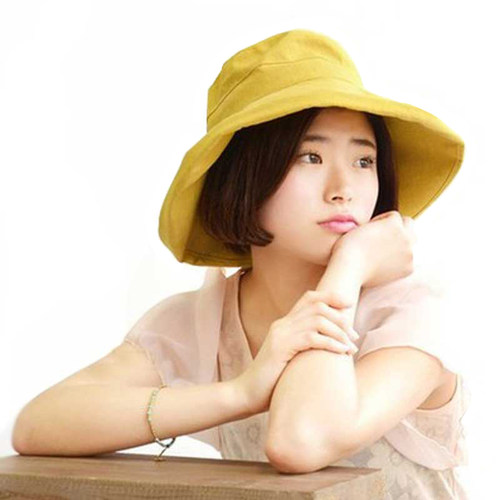 日本官网夏季防紫外线帽子女棉麻大檐帽太阳帽遮阳帽防晒渔夫帽女 - 图2