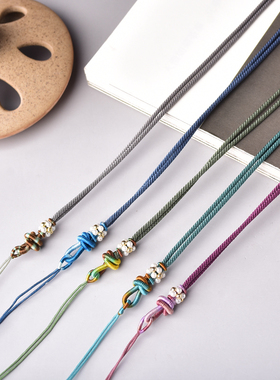 手编平安扣挂绳翡翠和田玉项链绳