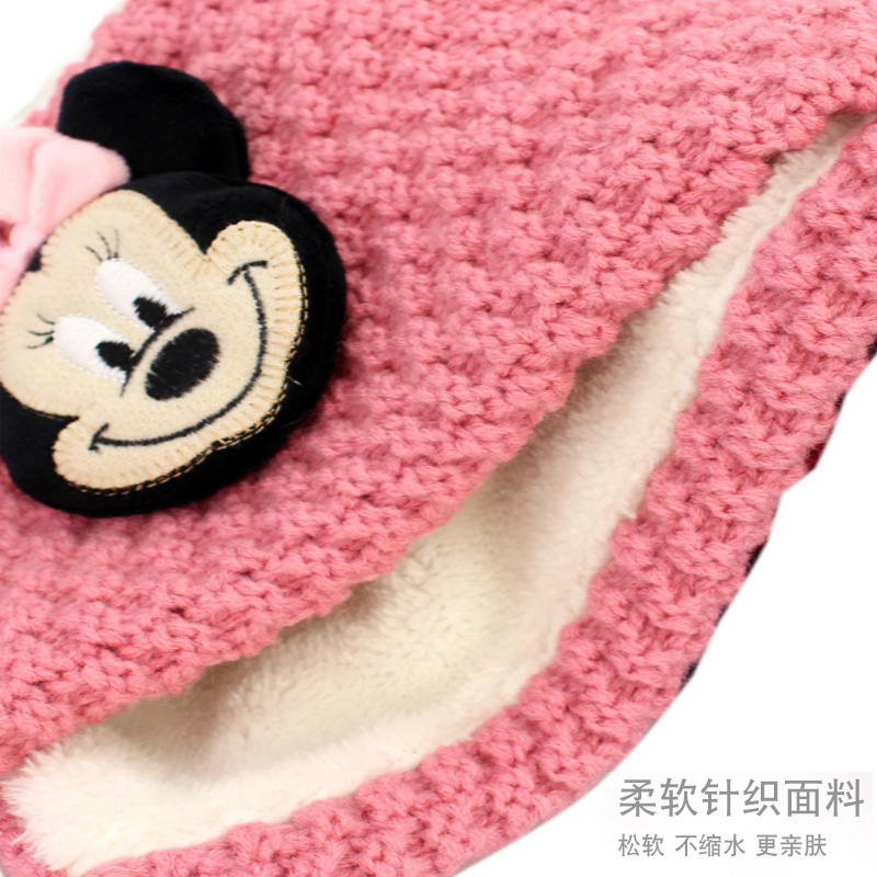 女童三件套手套帽子围巾迪士尼儿童苏菲亚可爱公主3-8岁冬季套装