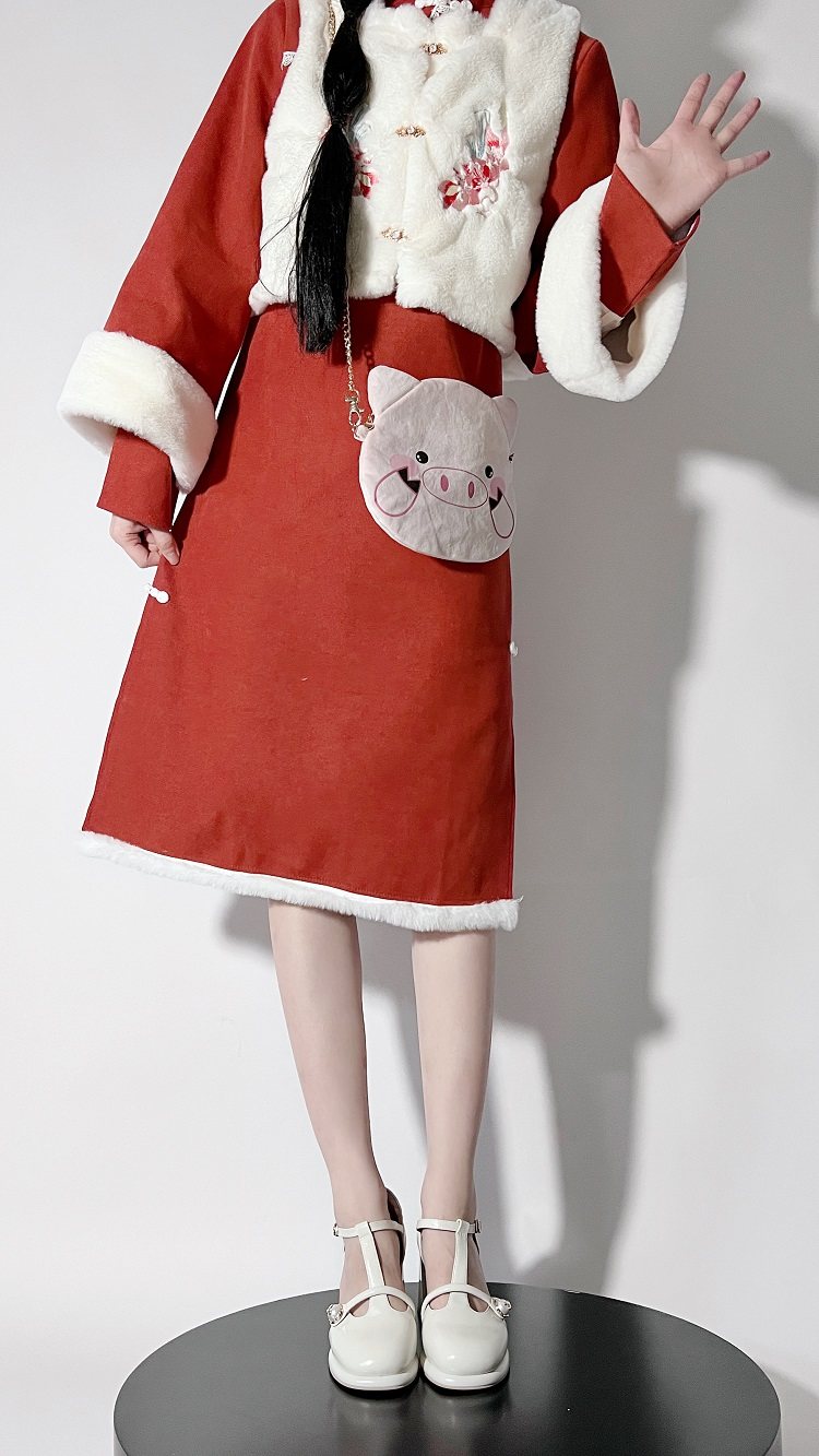 宴清都汉服原创旗袍女改良冬款加绒加厚马甲国风少女温柔刺绣套装,淘宝优惠券,粉丝福利购,淘宝优惠卷