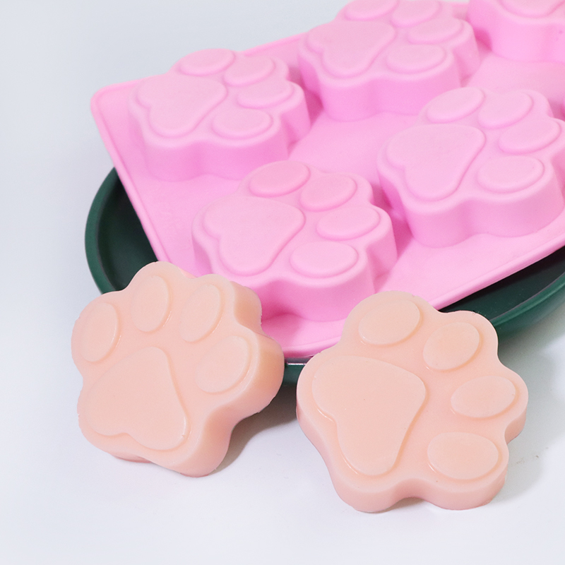 6连猫爪熊掌脚印 手工皂模具 硅胶蛋糕模 蛋糕材料工具 创意模具 - 图0
