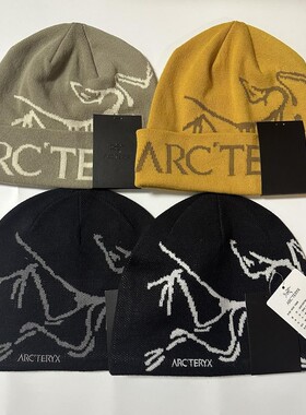 Arcteryx始祖鸟字母大LOGO户外保暖刺绣绒线帽毛线帽针织帽冷帽
