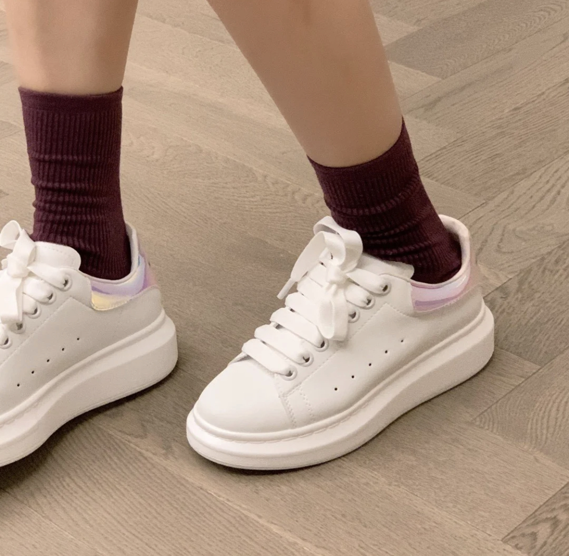 现货Alexander McQueen mcq麦昆黑尾麂皮/牛皮厚底增高情侣小白鞋,淘宝优惠券,粉丝福利购,淘宝优惠卷