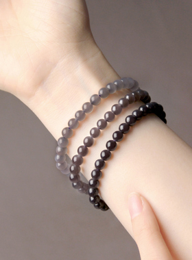 和田玉手串女男烟紫手镯