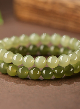 天然和田玉手串冰晴水玉珠子