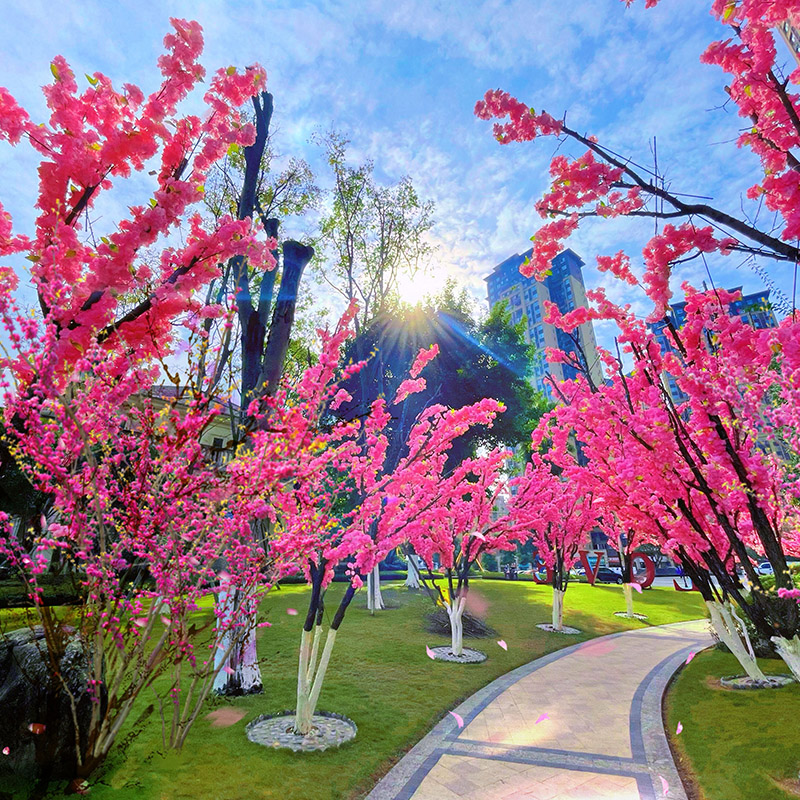 仿真樱花枝桃花梨花树客厅落地吊顶装饰树枝塑料假花藤条假树造景 - 图2