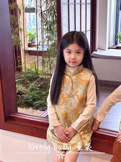 Lovely baby-huhushengwei sister and brother outfit Chinese style boy vest girl suit birthday one-year-old outfit