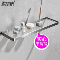 304 Stainless Steel Wire Drawing Bathroom Glass Shelf Wall-mounted Toilet Cosmetic Rack Solid Monolayer Mirror Front Rack