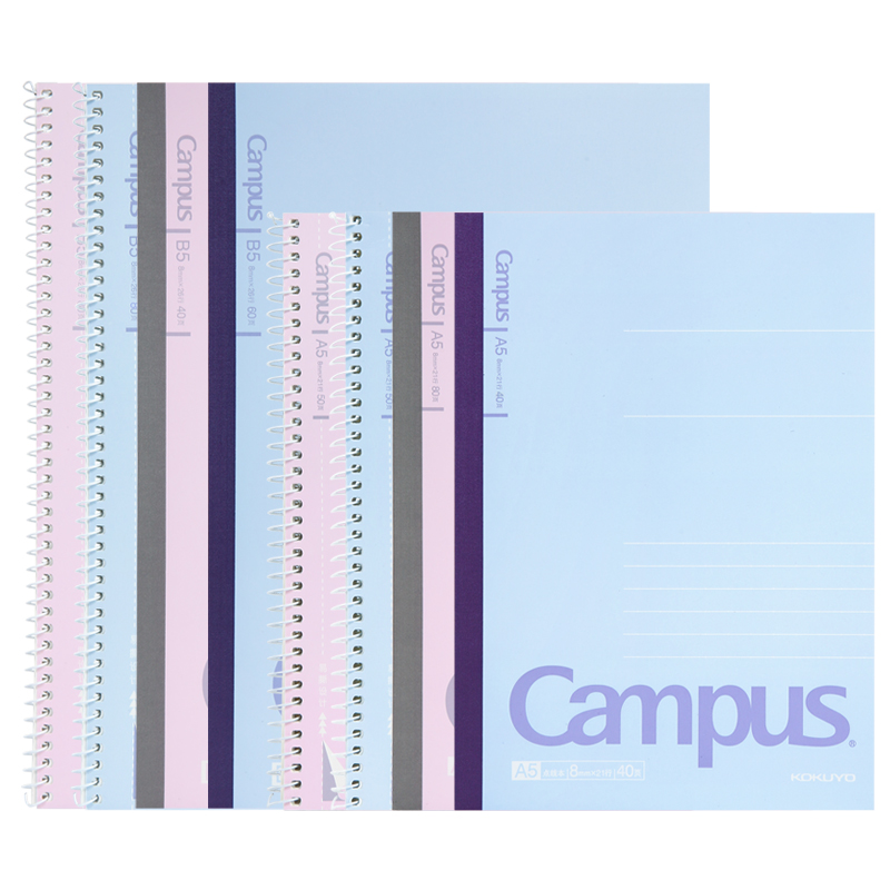 日本kokuyo国誉Campus螺旋本a5软面抄无线装订胶装简约大学生笔记本子b5线圈点线记事本文具notebook_虎窝淘