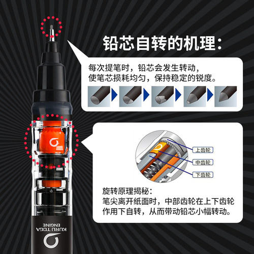 日本uni三菱铅笔一倍速自动铅笔0.5笔芯M5-450可以旋转的Kurutoga小学生儿童按动式活动铅笔0.3/0.5二倍速559 - 图0