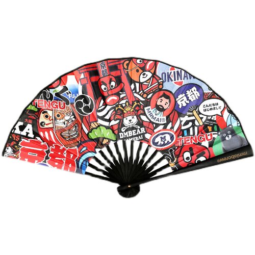 mmlabcrew kyoto京都限定复古和风图案绢布传统日式折扇 - 图3