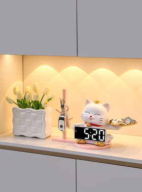 招财猫摆件入户玄关钥匙收纳进门口客厅鞋柜托盘装饰乔迁新居礼品