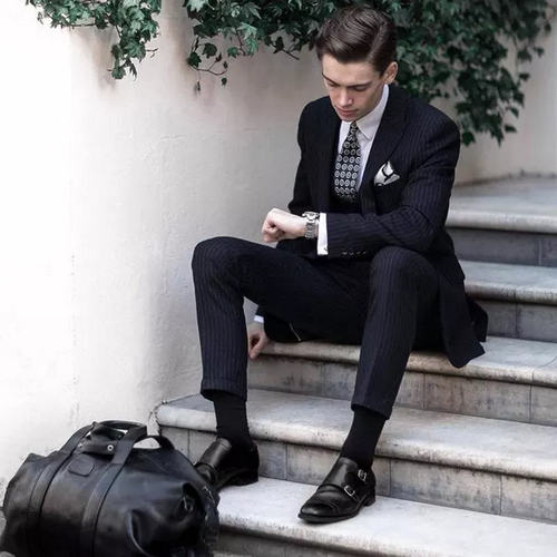 Monk英伦孟克鞋尖头真皮鞋搭扣僧侣男鞋商务正装小码37 Men Shoes - 图0