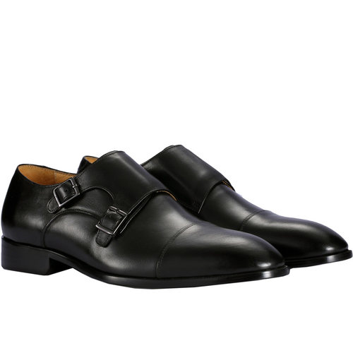 Monk英伦孟克鞋尖头真皮鞋搭扣僧侣男鞋商务正装小码37 Men Shoes - 图3