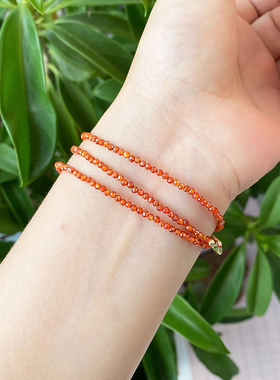 天然橙榴石三圈手链项链两用款