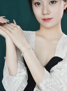 老矿料天然巴西白水晶手链男女