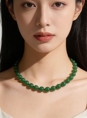 真品绿玉髓玛瑙项链女时尚锁骨链