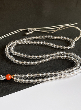 天然白水晶项链吊坠圆珠链挂绳