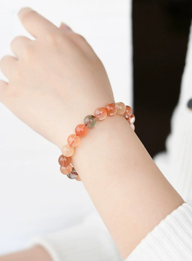 天然彩发晶福禄寿手链黄兔毛