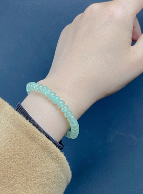 天然东陵玉石手串算盘珠手链清新