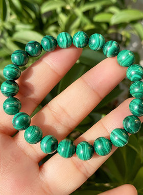 天然孔雀石手链猫眼千层纹路玉石