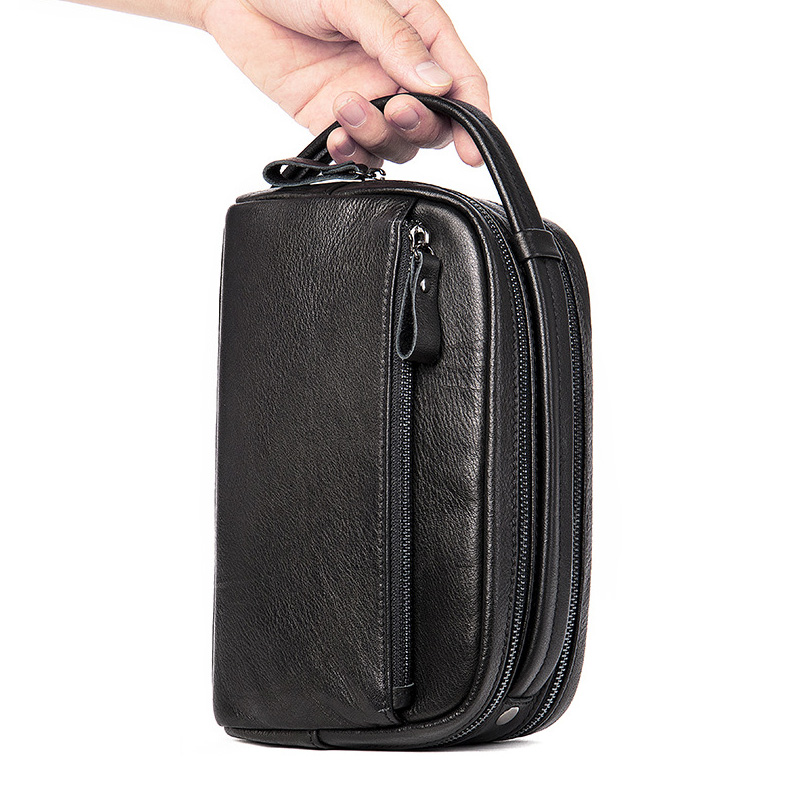 真皮方形男包手拿包时尚复古男士头层牛皮横款休闲包超软商务手包 - 图2