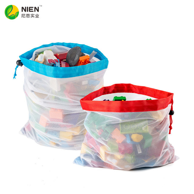 Baby toy storage bag Nyon transparent drawstring mesh bag