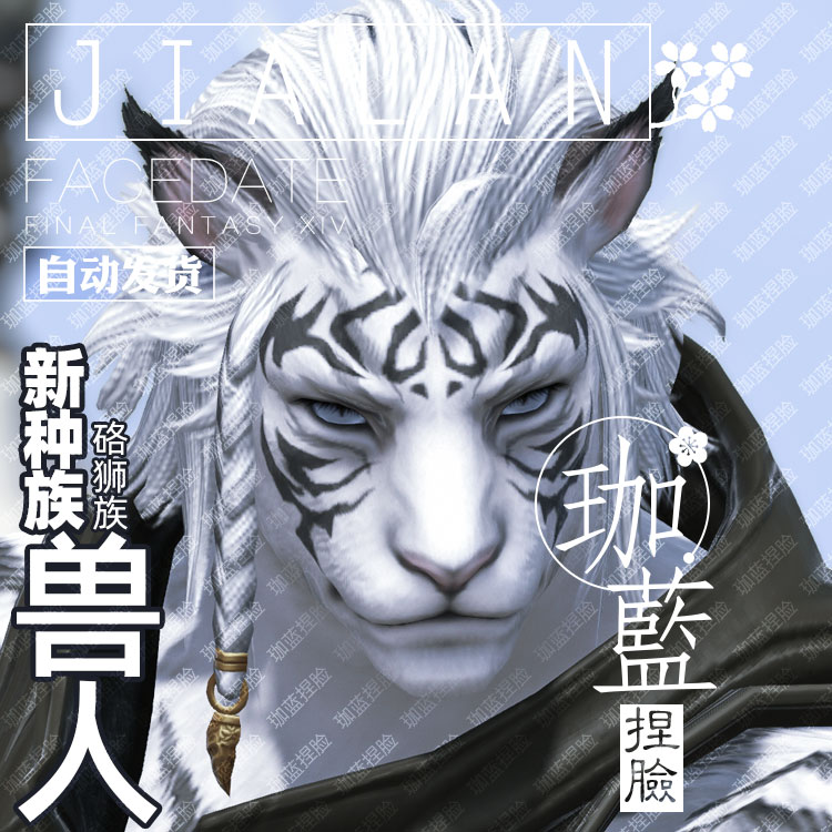 珈蓝】最终幻想14 ff14捏脸数据硌狮族狮子族迷踪大猫兽人白-珈蓝捏脸 