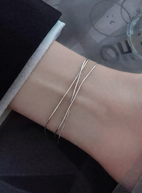 猫蛰S925纯银三层蛇骨链手链