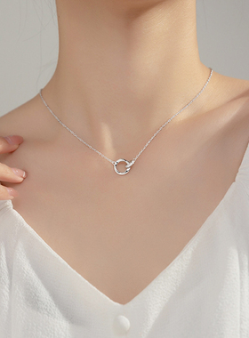 猫蛰纯银女生莫比乌斯环项链